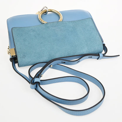 Chloe Faye Leather and Suede, Blue, Leather, Shoulder Bag