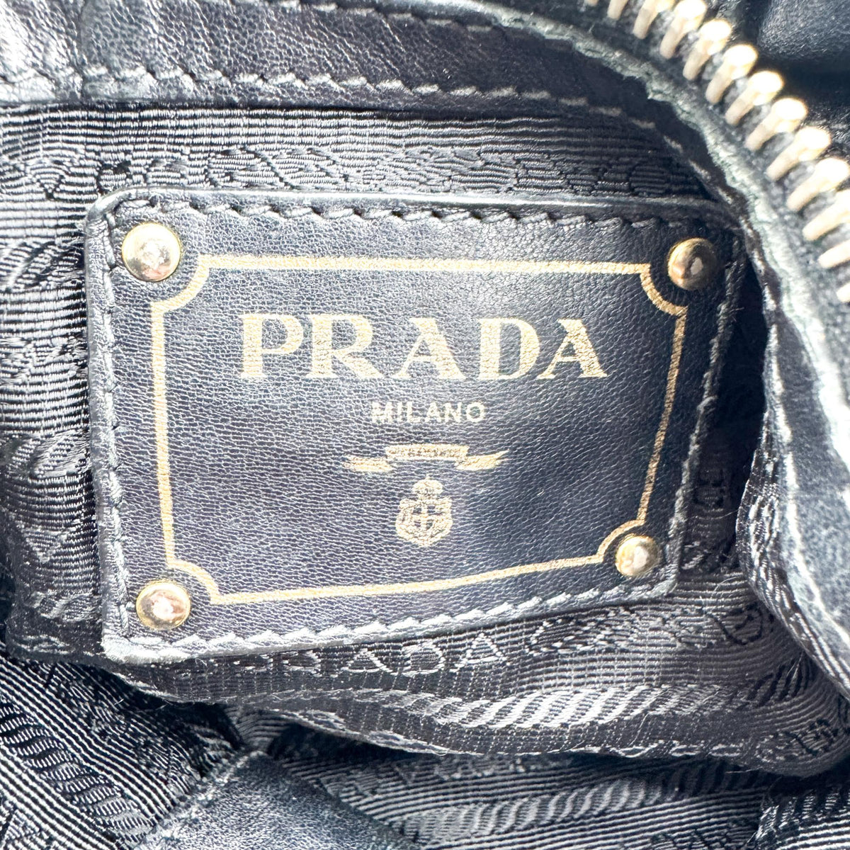 Prada Gaufre Nappa Leather, Black, Nylon, Tote Bag