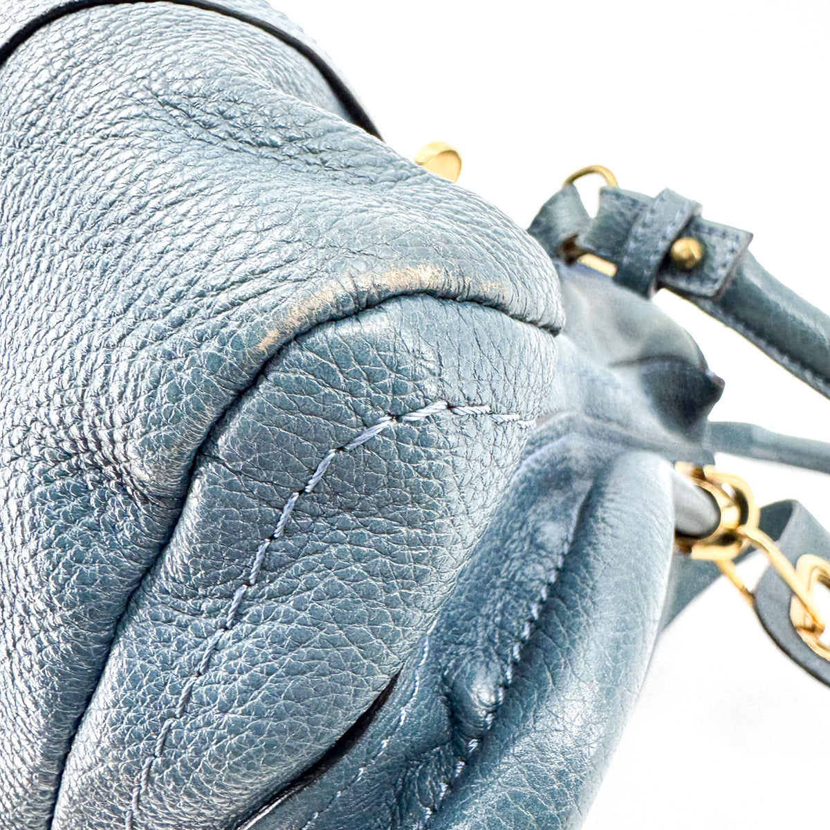 Chloe Paraty Quilted Leather, Blue, Leather, Handbag