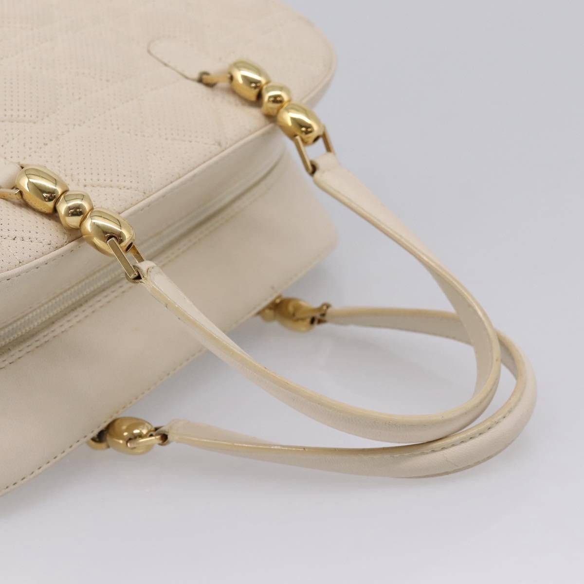 Christian Dior Vintage Leather, White, Leather, Tote Bag