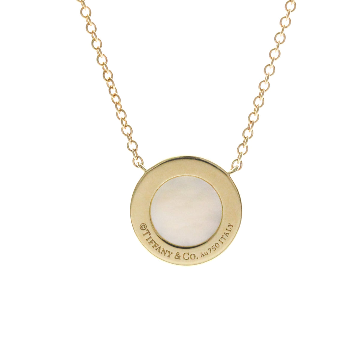 Tiffany & Co. T Circle Pendant 18K Yellow Gold with Diamonds and Mother of Pearl, Gold, Yellow Gold, Necklace
