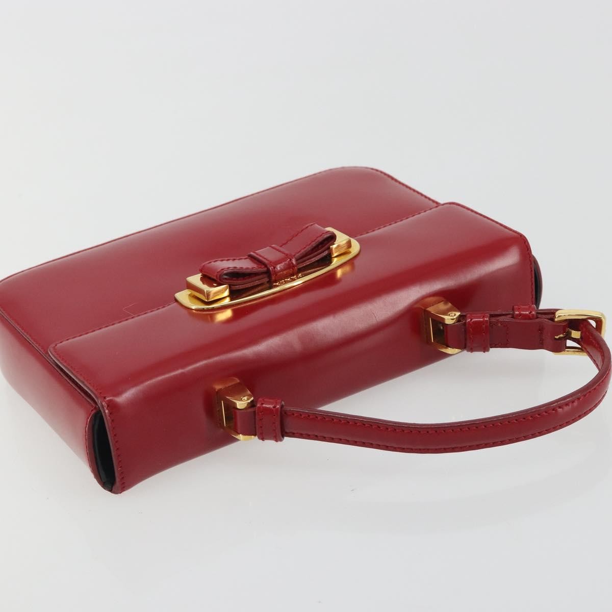 Prada Bow Top handle Leather, Red, Leather, Handbag