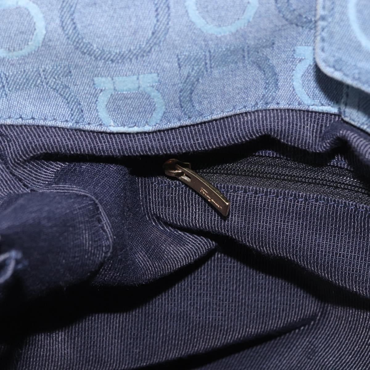 Salvatore Ferragamo Gancini Canvas, Navy, Canvas, Crossbody Bag