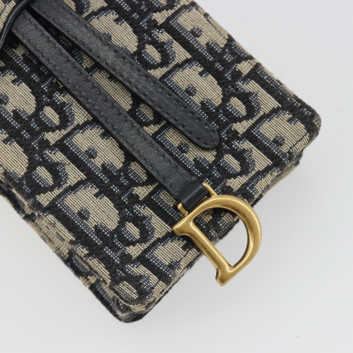 Christian Dior Phone Case Oblique Canvas, Navy, Canvas, Clutch