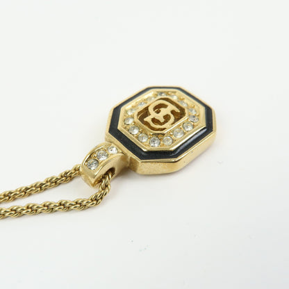 Christian Dior Vintage CD Pendant Metal with Crystals, Gold, Gold Plated, Necklace