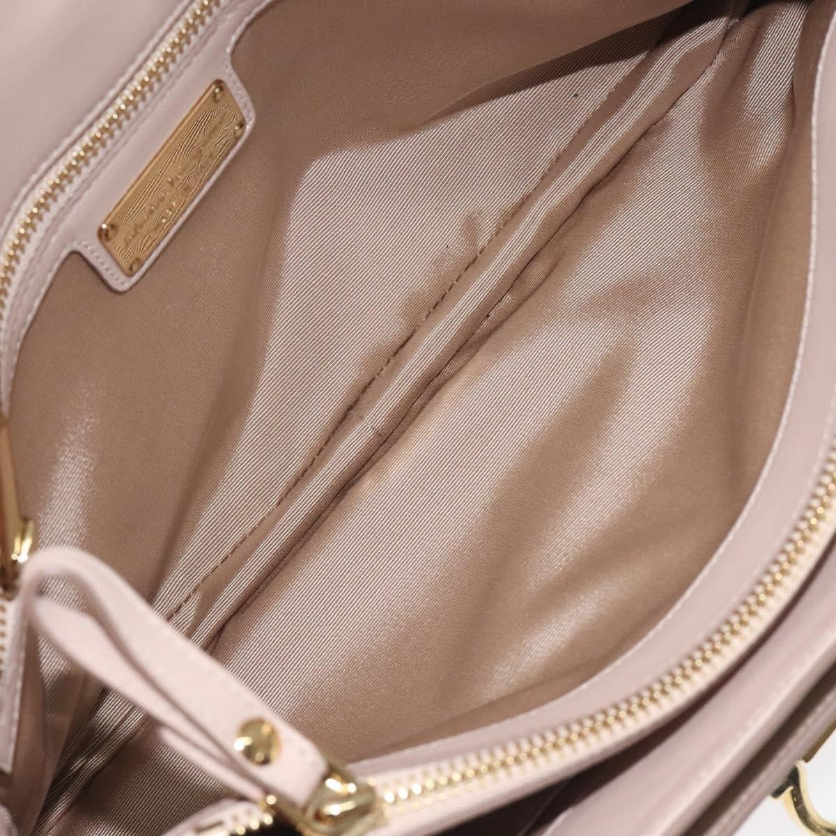 Salvatore Ferragamo Chain Gancini Jacquard with Studded Leather, Beige, Leather, Shoulder Bag