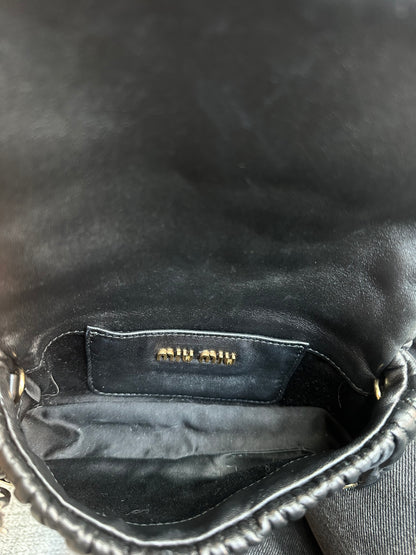 Miu Miu Nappa Matelassè Leather, Black, Leather, Shoulder Bag