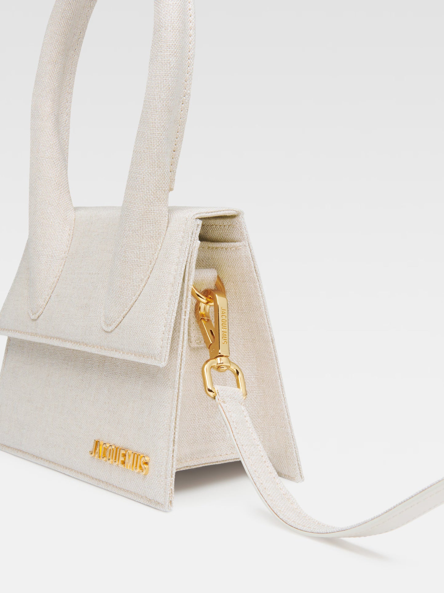 Jacquemus Chiquito mini beige clair linen, BEIGE, LEATHER, Crossbody bag