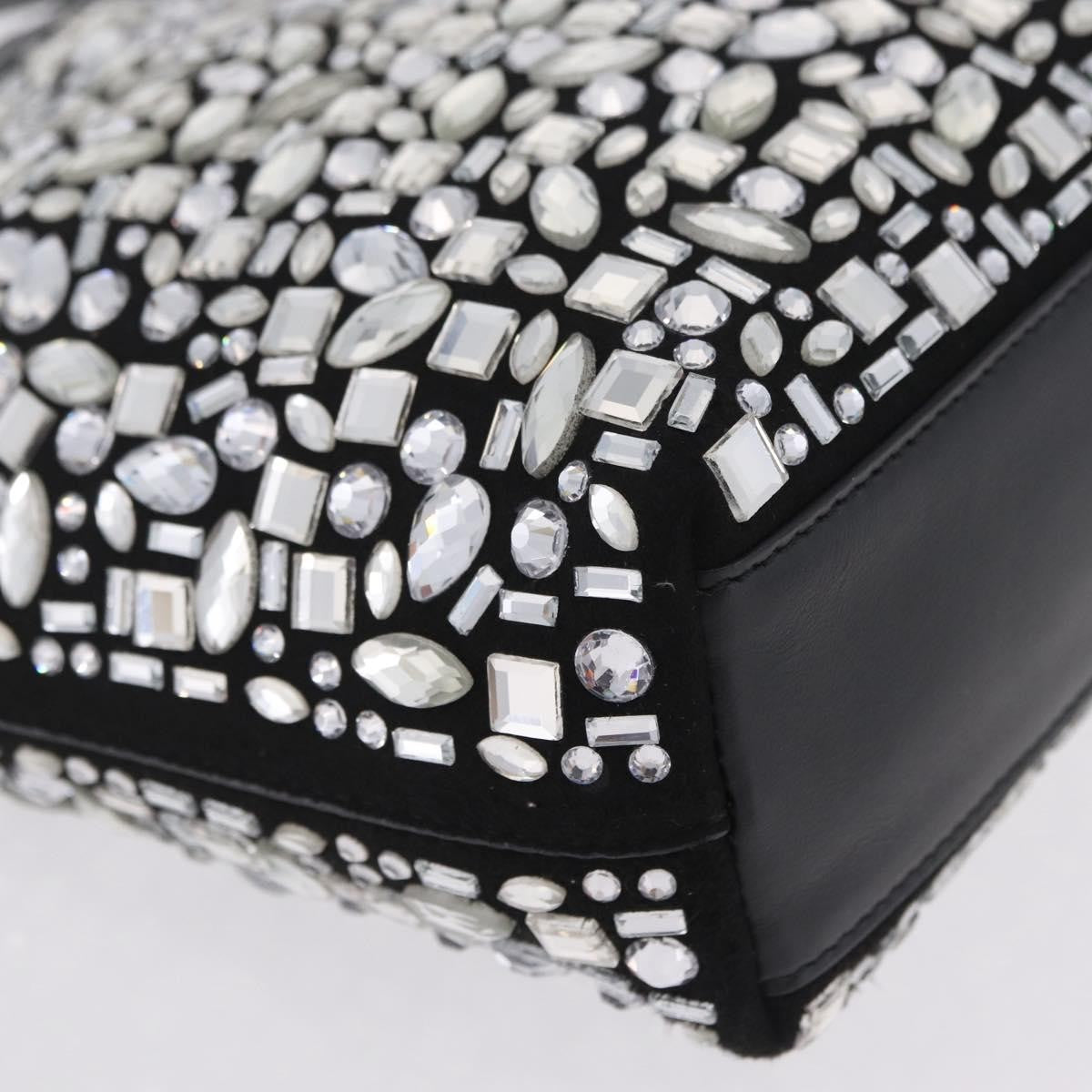 Salvatore Ferragamo Convertible Crystal Embellished Leather, Black, Leather, Tote Bag