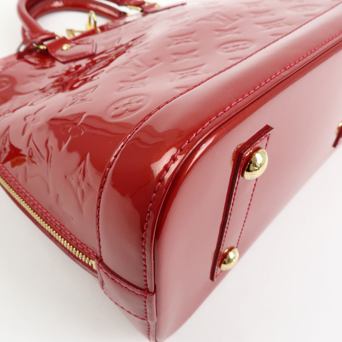 Louis Vuitton Alma Monogram Vernis, Red, Patent Leather, Handbag