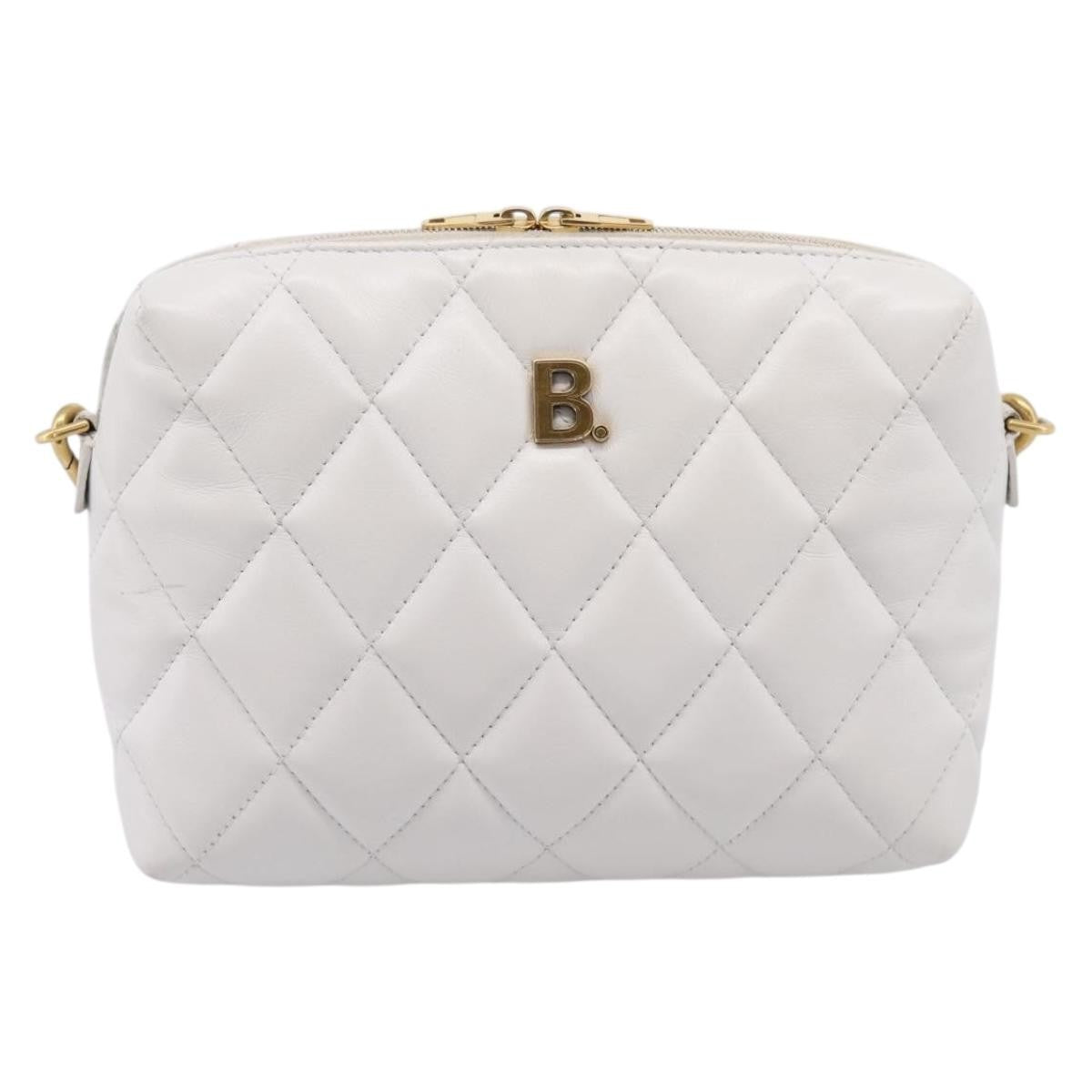 Balenciaga Touch B. Camera Quilted Leather, White, Leather, Handbag