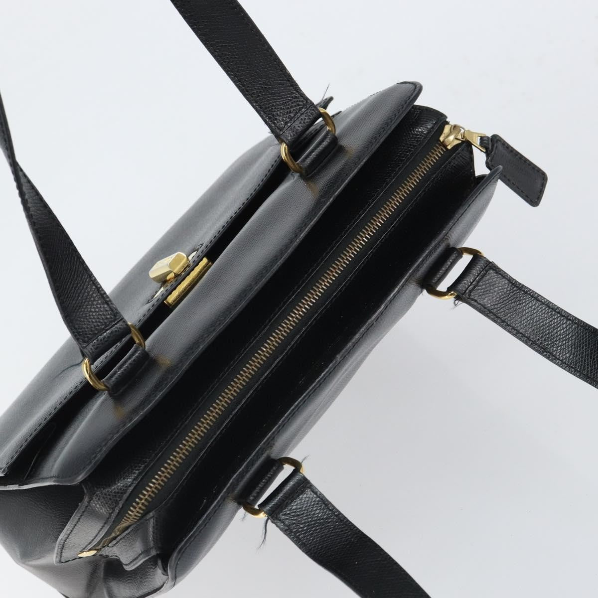 Celine Vintage turn lock shoulder Leather, Black, Leather, Handbag