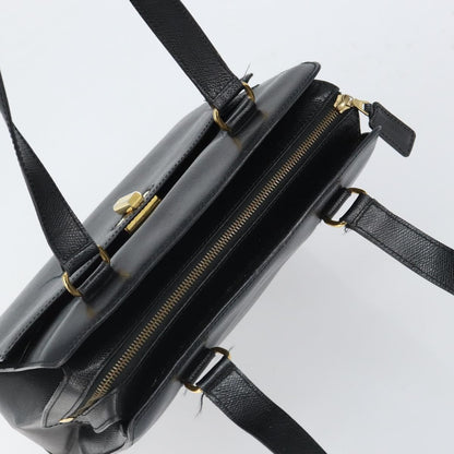 Celine Vintage turn lock shoulder Leather, Black, Leather, Handbag