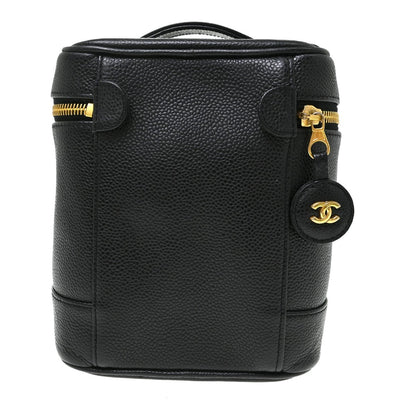 Chanel Vintage Timeless Cosmetic Case Caviar, Black, Leather, Handbag