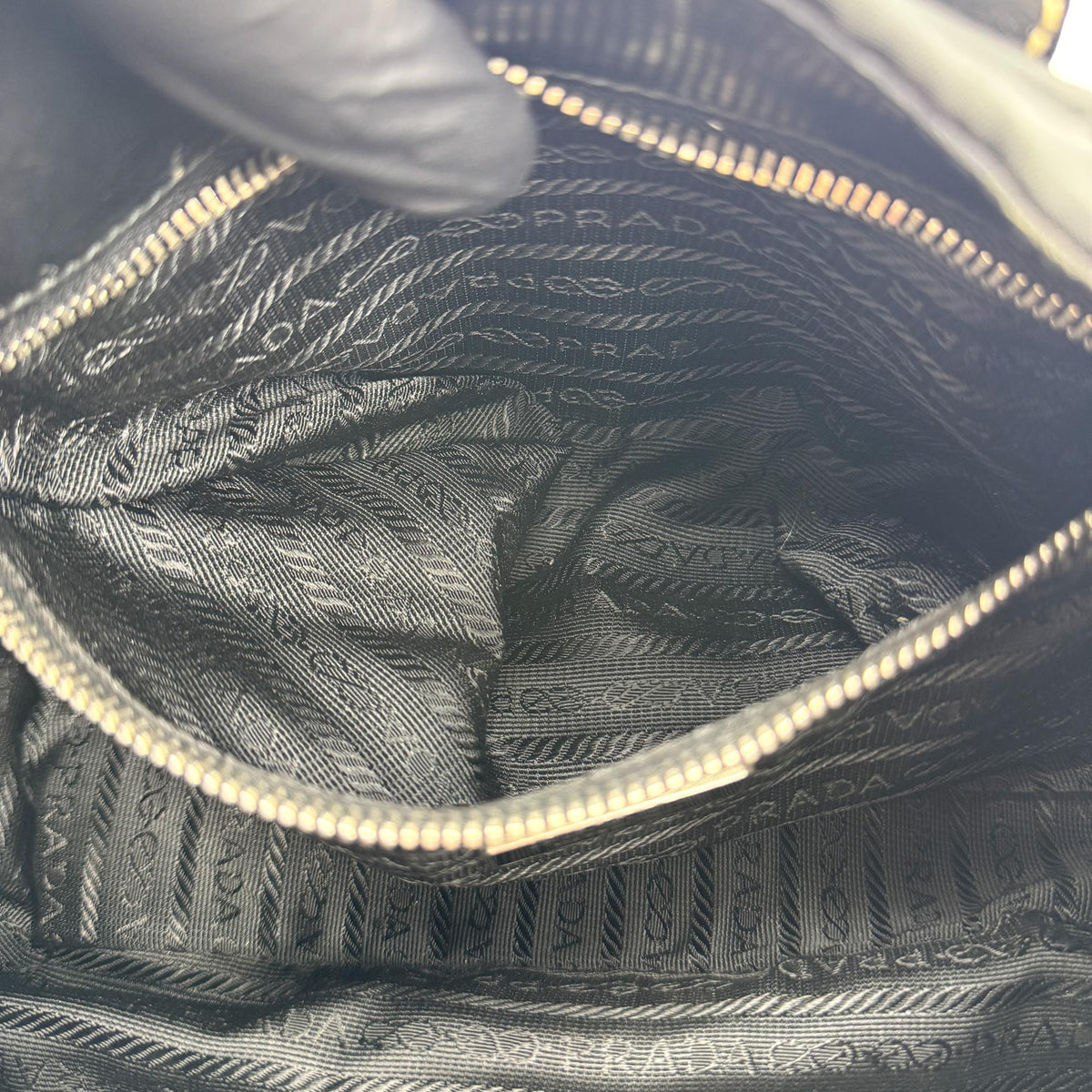 Prada Shoulder Bag Leather, Black, Nylon, Shoulder Bag