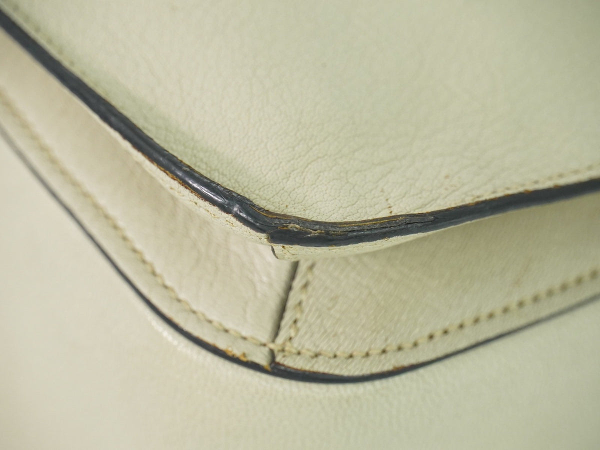 Miu Miu Madras Convertible Lock Leather, Beige, Leather, Tote Bag