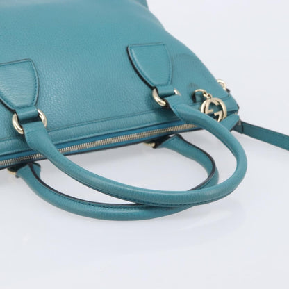 Gucci GG Charm Convertible Dome Satchel Leather, Blue, Leather, Handbag