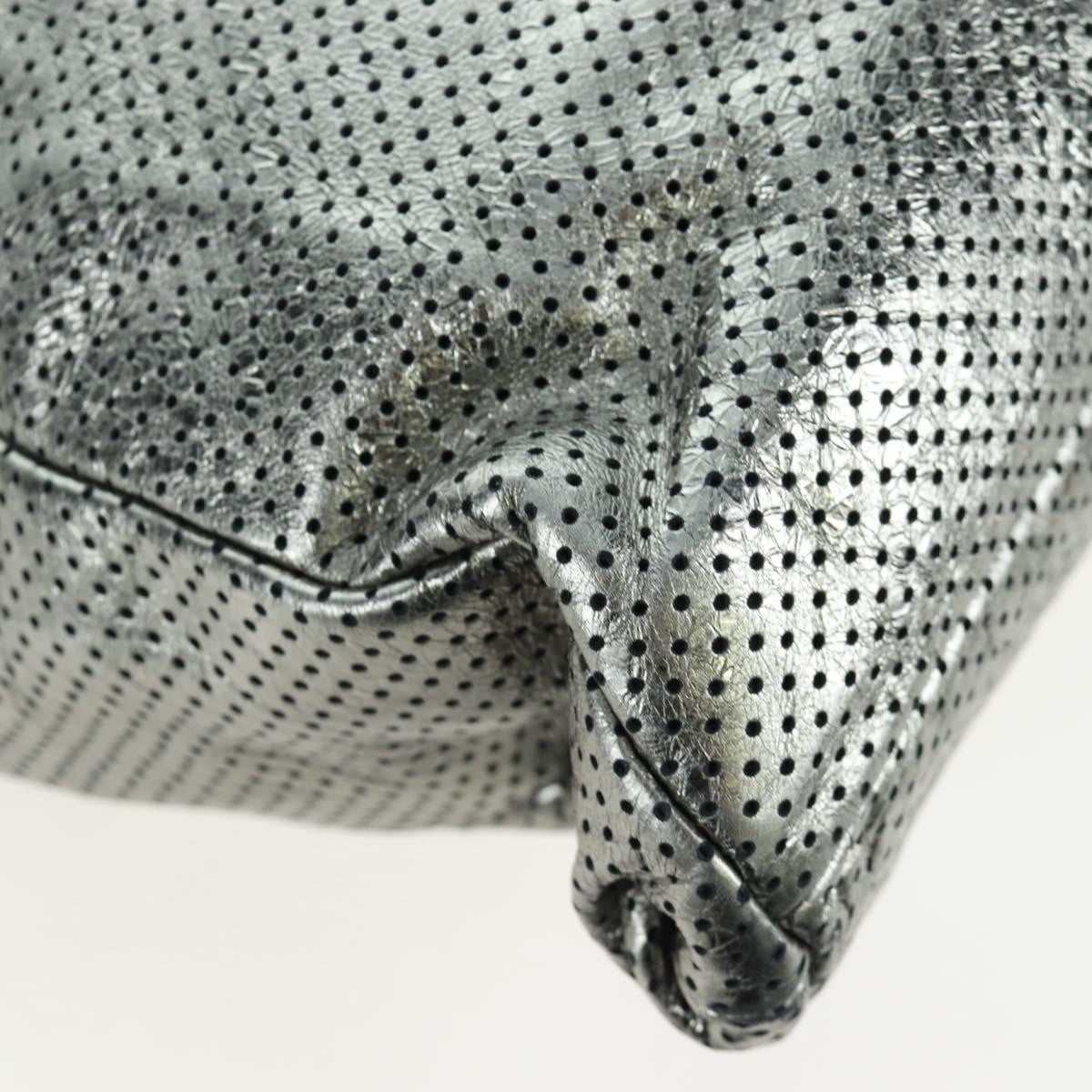 Chanel Drill Perforated Leather, Silver, Leather, Tote Bag