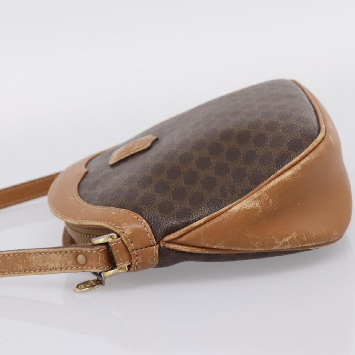 Celine Macadam Shoulder Canvas, Brown, Canvas, Crossbody Bag