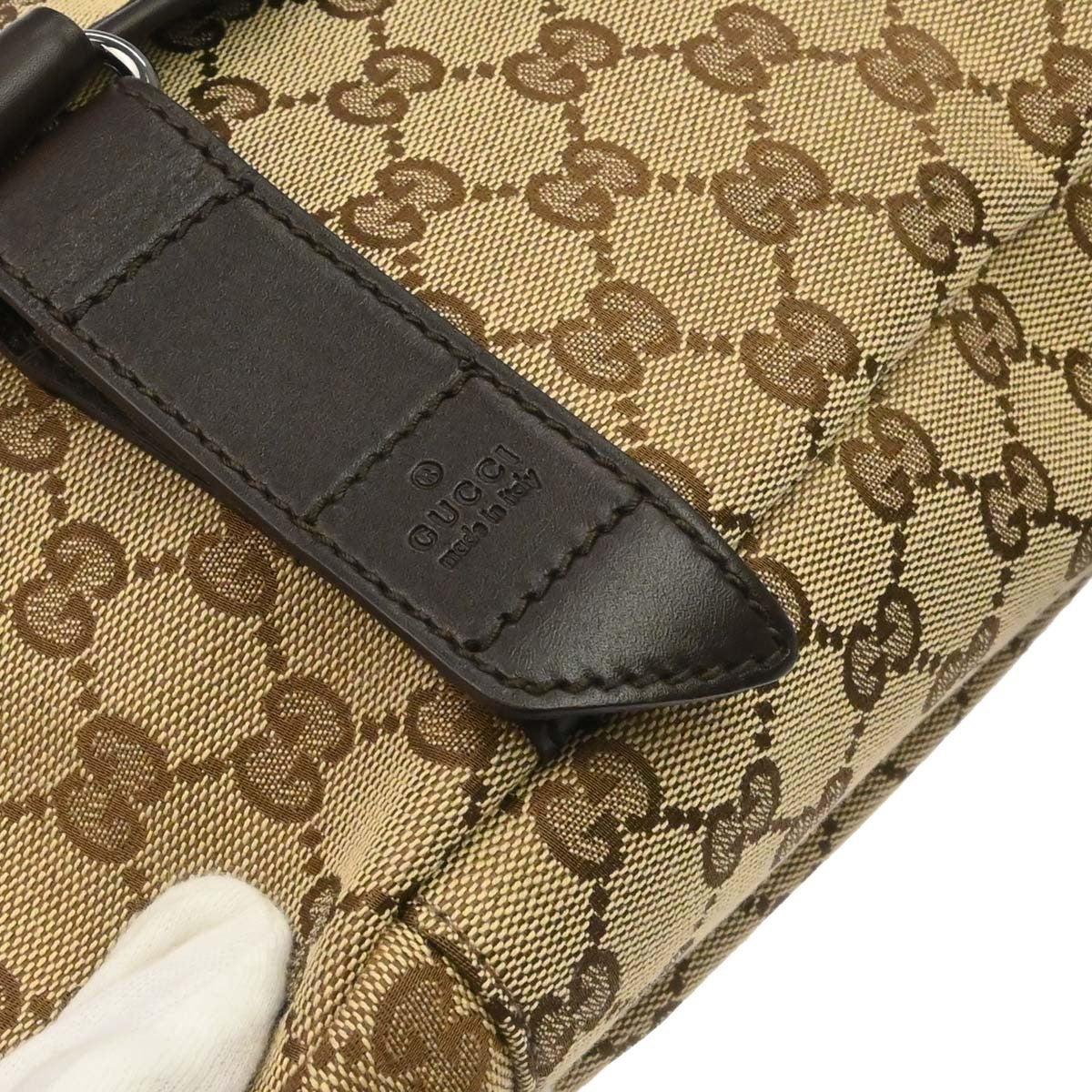 Gucci Buckle Messenger GG Canvas, Beige, Canvas, Handbag