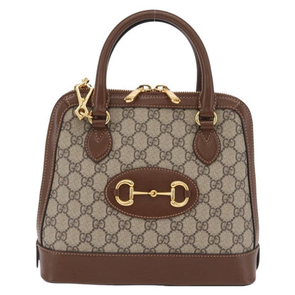 Gucci Horsebit 1955 Top Handle GG Coated Canvas with Leather, Beige, Canvas, Handbag