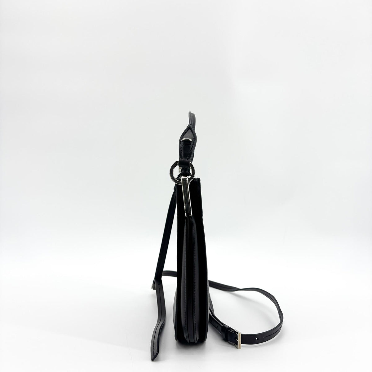 Prada Margit Calf Leather, Black, Calfskin, Shoulder Bag