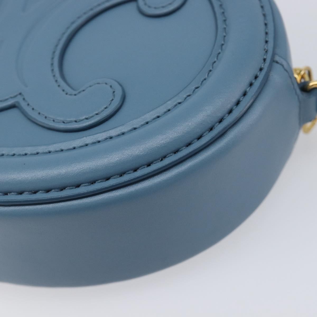 Celine Triomphe Oval Leather, Blue, Leather, Crossbody Bag