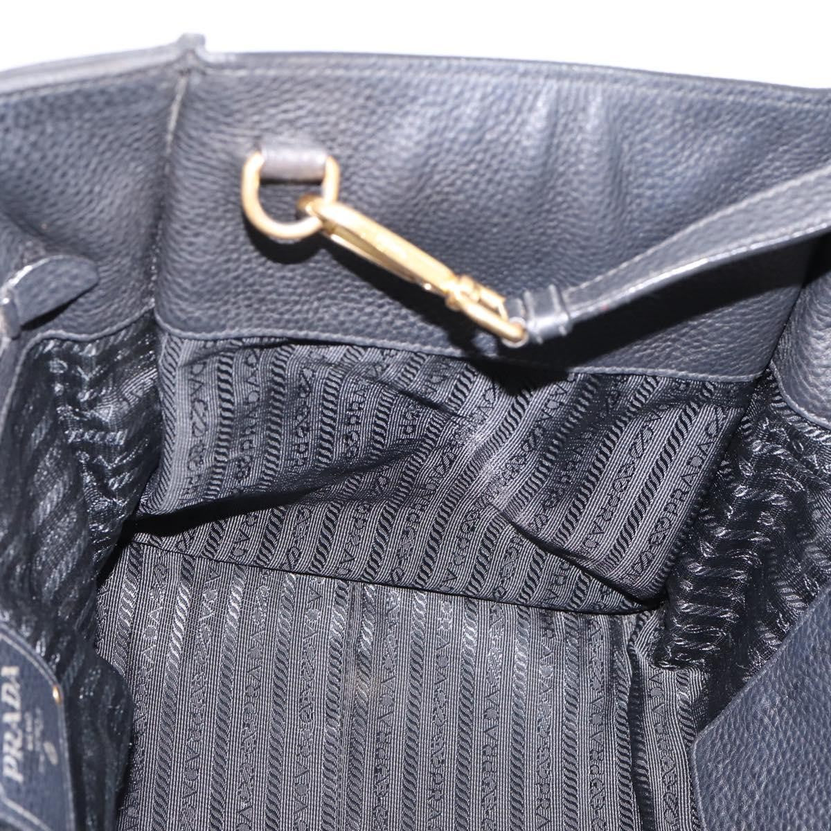 Prada Front Pocket Convertible Vitello Daino, Black, Leather, Tote Bag