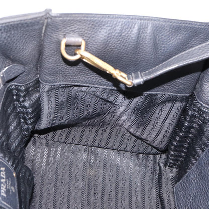 Prada Front Pocket Convertible Vitello Daino, Black, Leather, Tote Bag