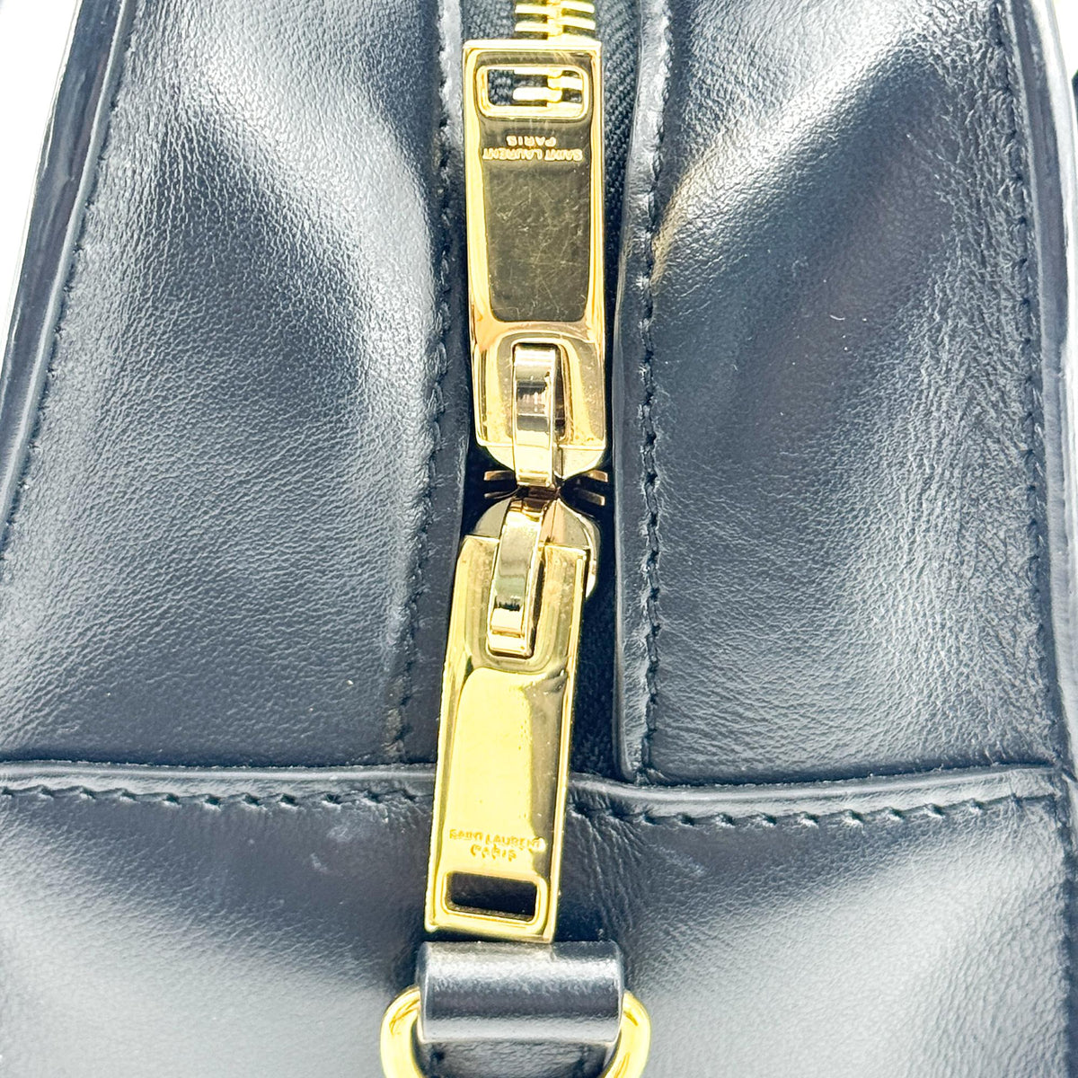 Saint Laurent Convertible Monogram Cabas Leather, Black, Leather, Tote Bag