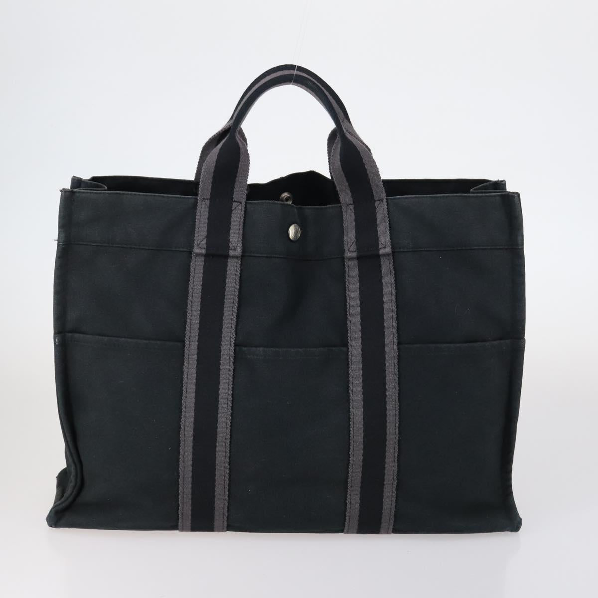 Hermes Fourre Tout Tote Canvas, BLACK, CANVAS, Handbag