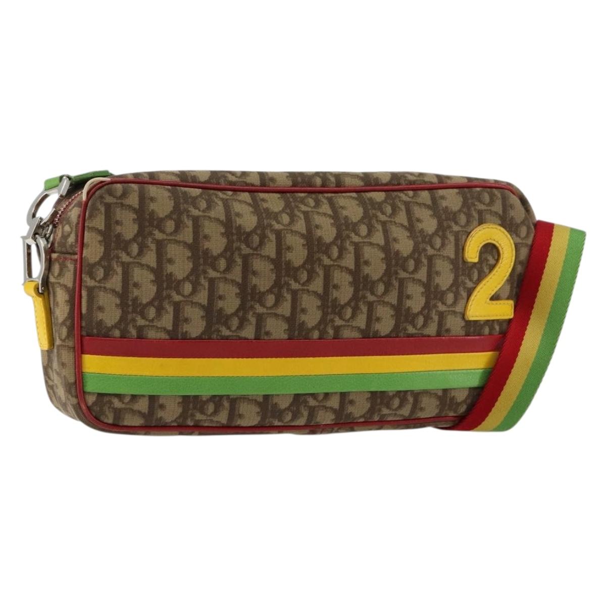 Christian Dior Vintage Rasta Crossbody Bag Diorissimo Canvas, BEIGE, CANVAS, Shoulder bag