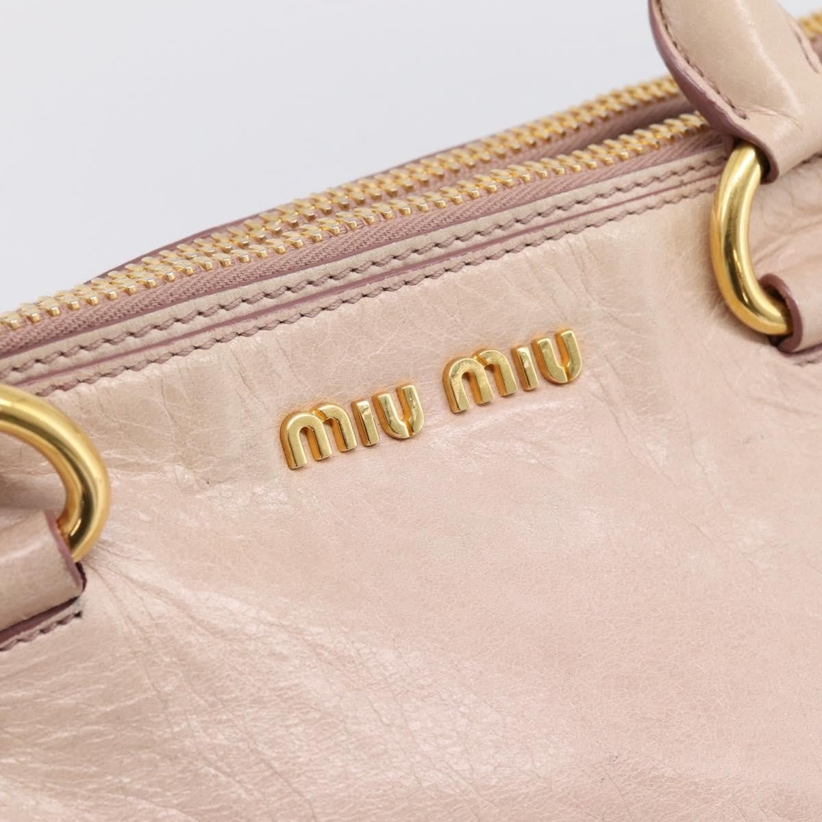 Miu Miu Vitello Lux Ring Satchel Leather, Pink, Leather, Handbag