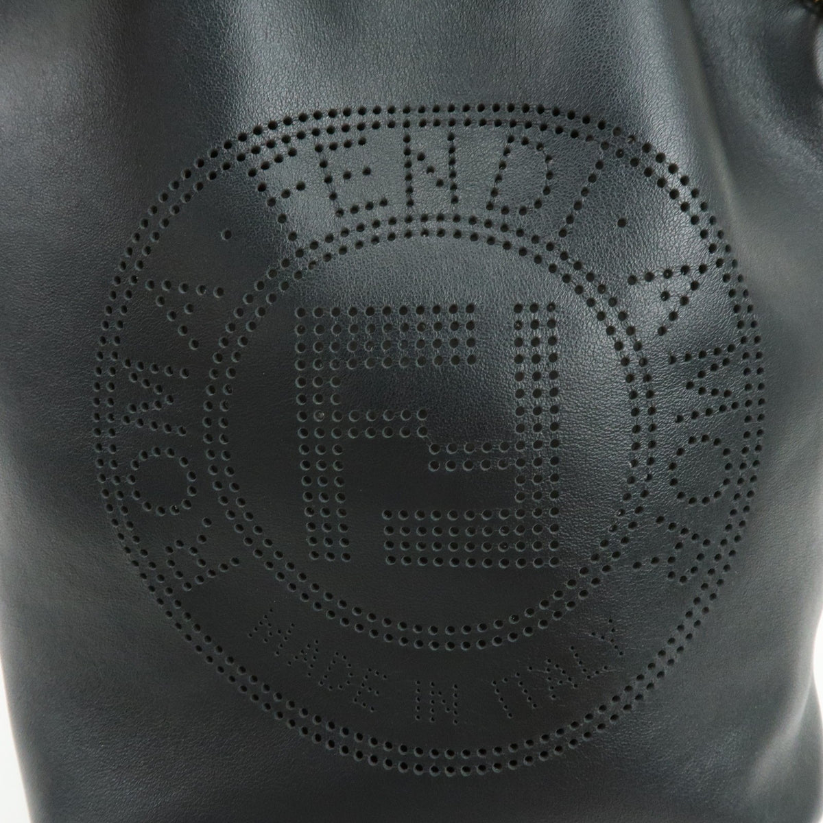 Fendi Mon Tresor Bucket Perforated Leather, Black, Leather, Handbag