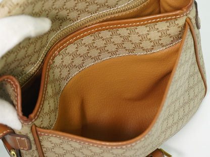 Celine Vintage Macadam Canvas and Leather, Beige, Canvas, Shoulder Bag