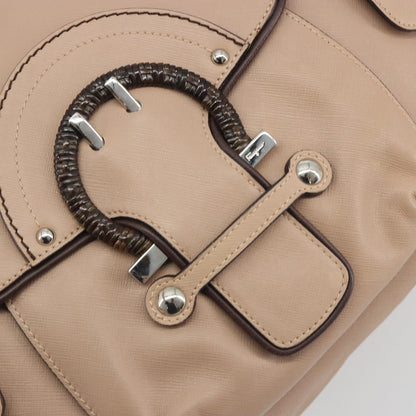 Salvatore Ferragamo Gancini Leather, Beige, Leather, Crossbody Bag