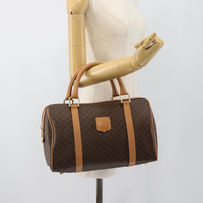 Celine Vintage Boston Macadam Coated Canvas, Brown, PVC, Handbag
