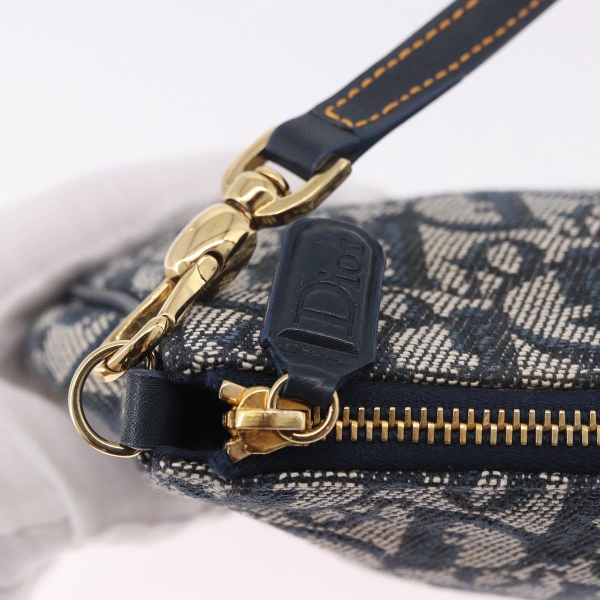 Christian Dior Vintage Saddle Bag Canvas, Navy, Canvas, Clutch