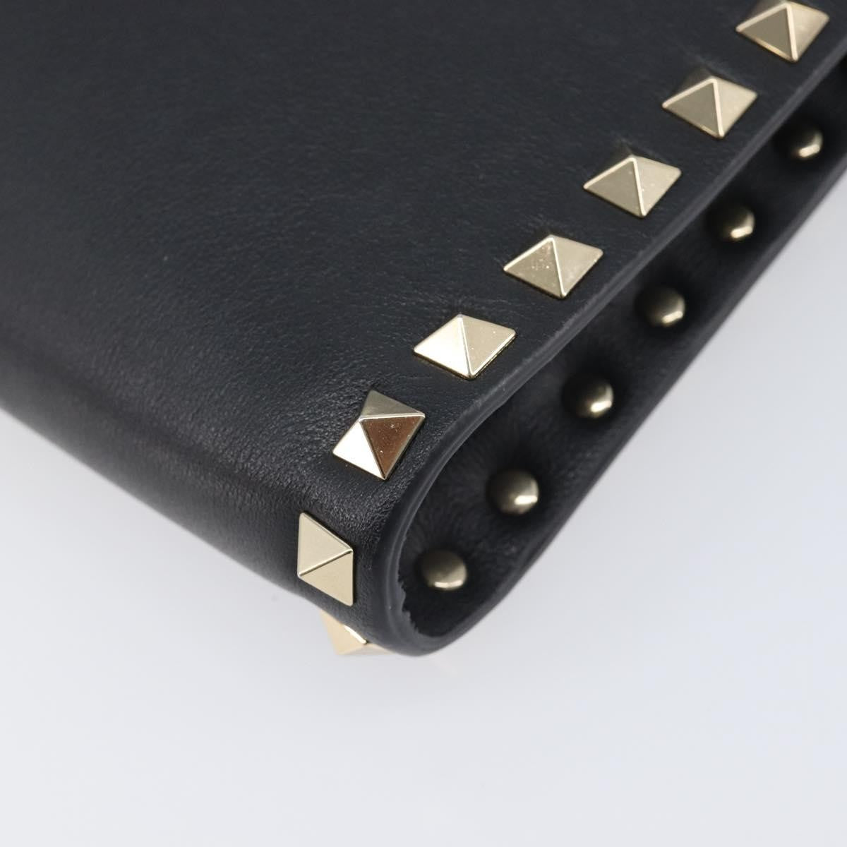Valentino Garavani Rockstud Flat Wristlet Leather, Black, Leather, Clutch