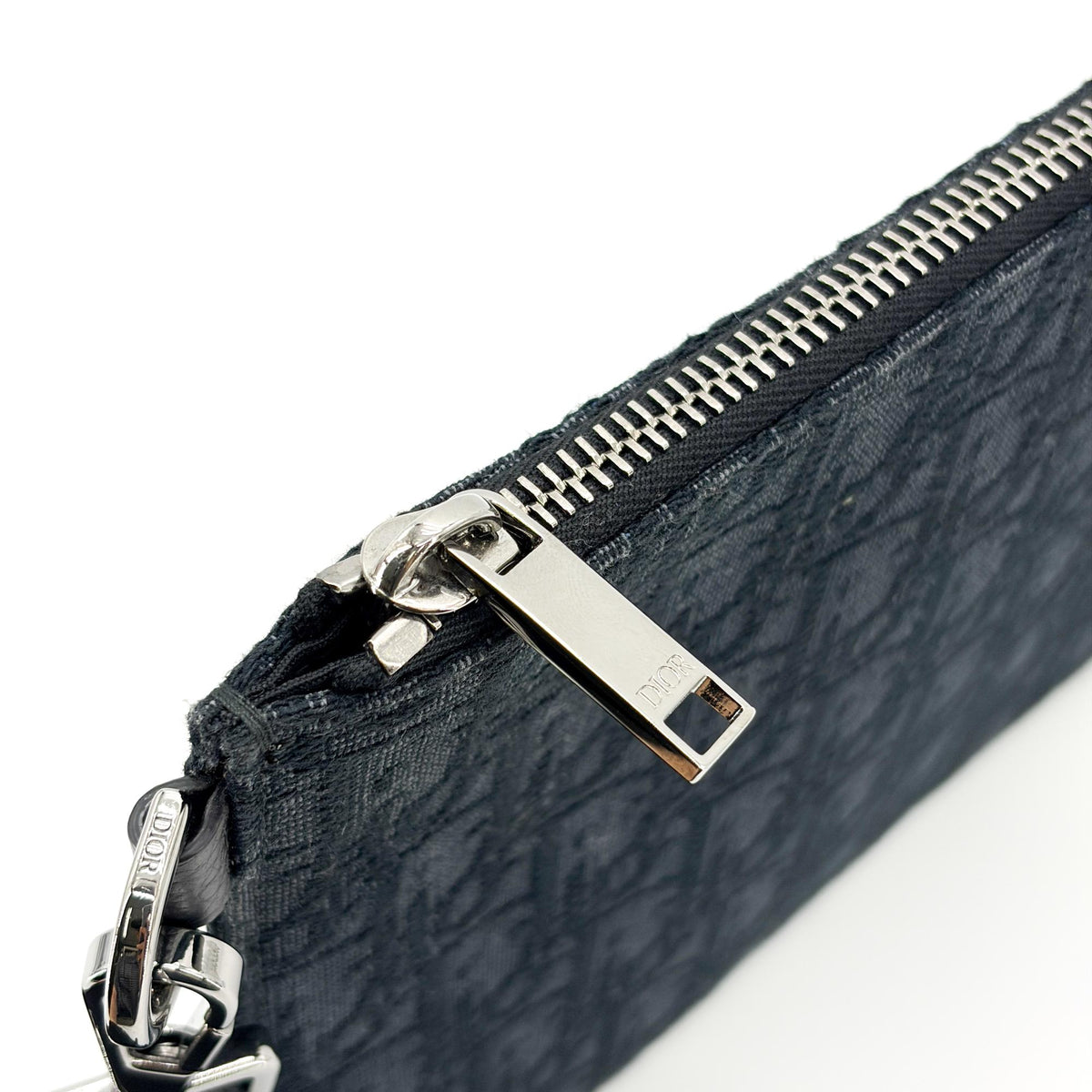 Christian Dior A5 Pouch Printed Oblique Denim, Black, Other, Clutch