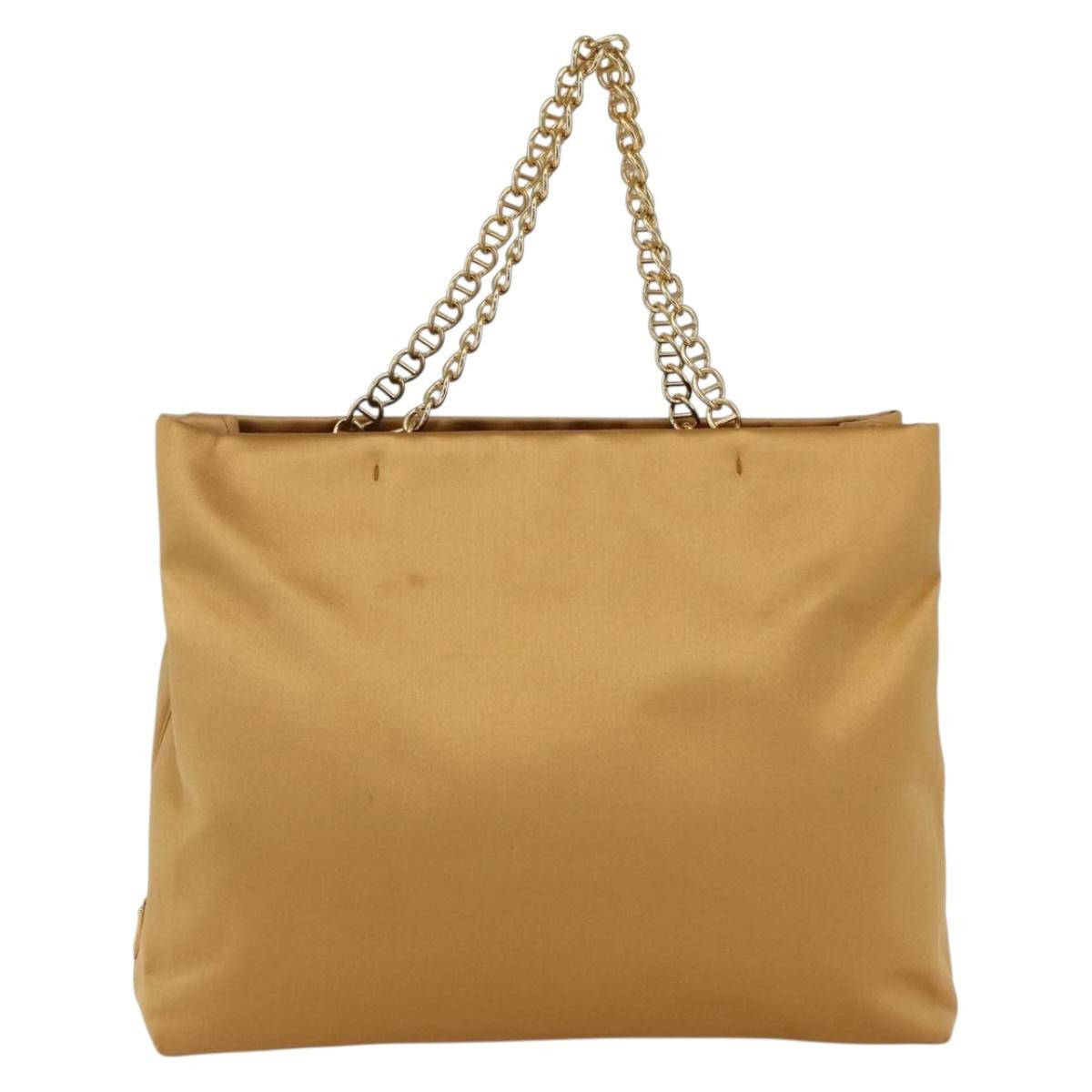 Prada Chain Satin, Gold, Satin, Shoulder Bag