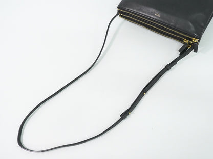 Celine Trio Leather, Black, Leather, Crossbody Bag