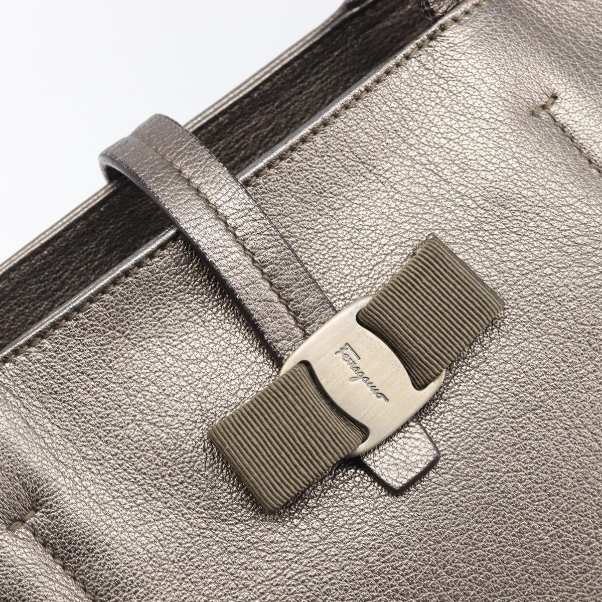Salvatore Ferragamo Vala tote Leather, Silver, Leather, Tote Bag