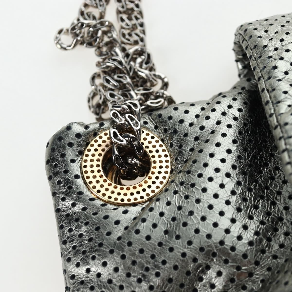 Chanel Drill Perforated Leather, Silver, Leather, Tote Bag