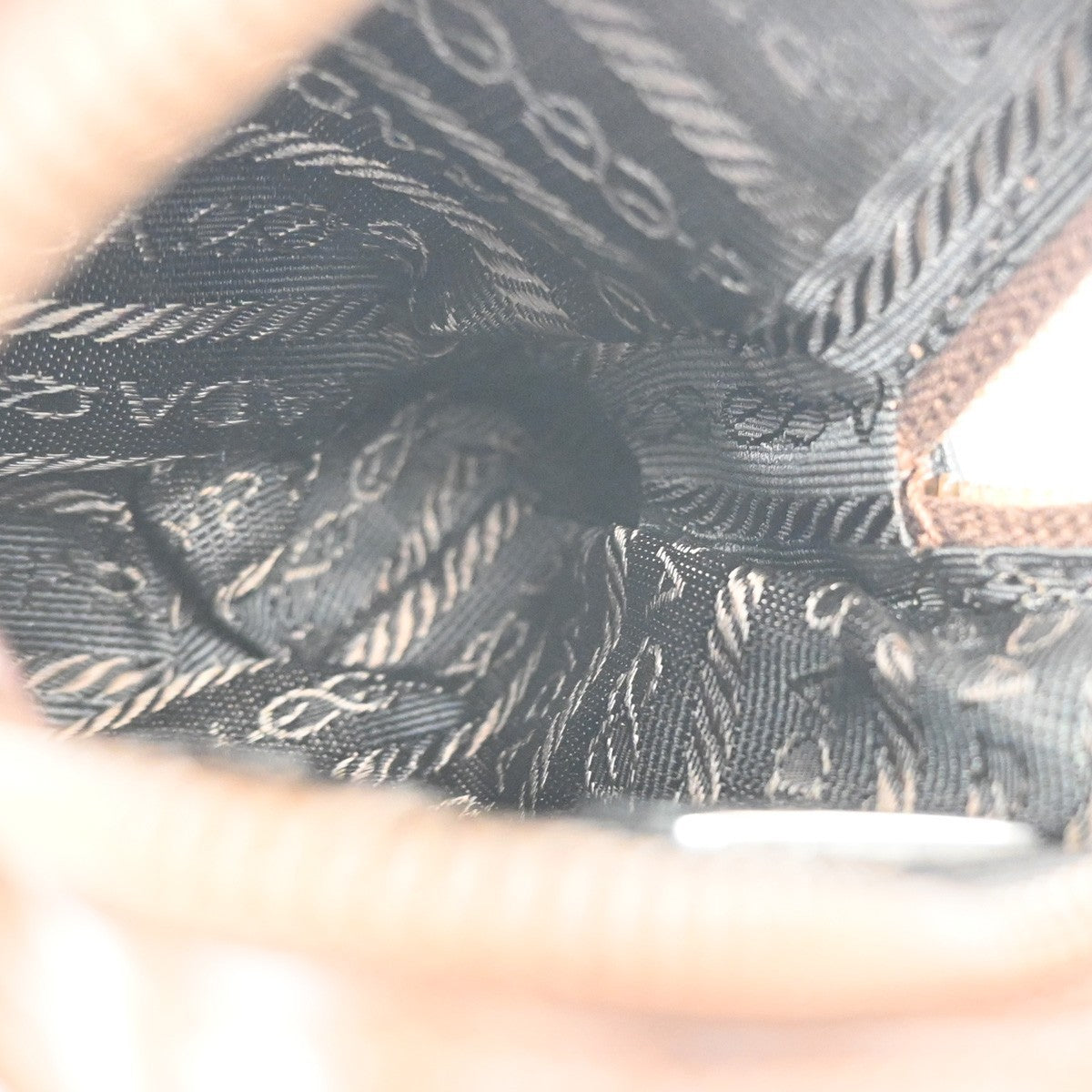 Prada Logo Pouch Leather, Brown, Leather, Clutch