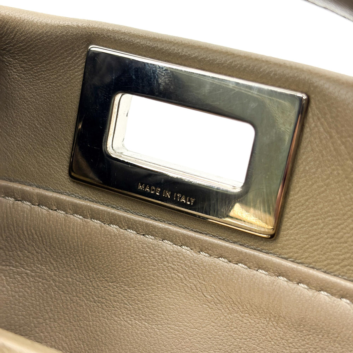 Fendi Peekaboo Soft Leather, Beige, Leather, Handbag