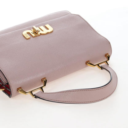 Miu Miu Logo Flap Leather, Pink, Leather, Crossbody Bag