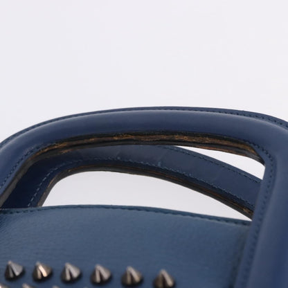 Christian Louboutin Trictrac Portfolio Leather and Spiked Leather, Blue, Leather, Handbag
