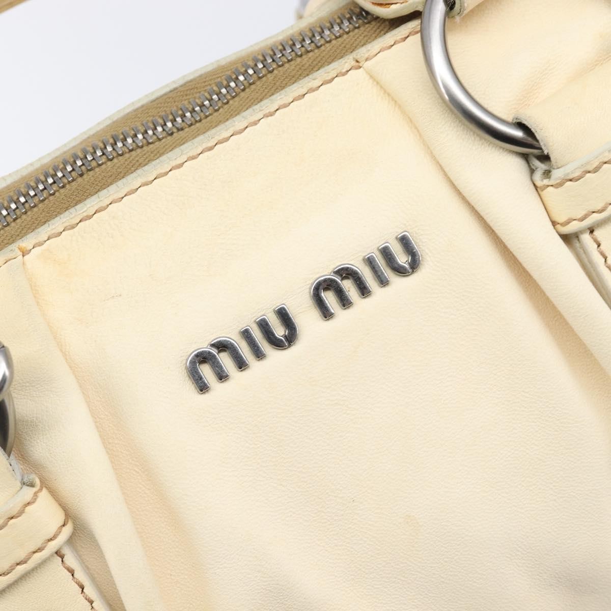 Miu Miu Vitello Lux Leather, Beige, Leather, Handbag