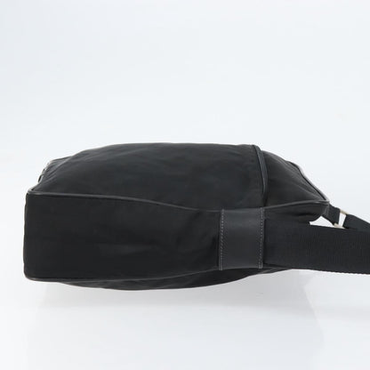 Prada Zip Messenger Tessuto with Leather, Black, Nylon, Handbag